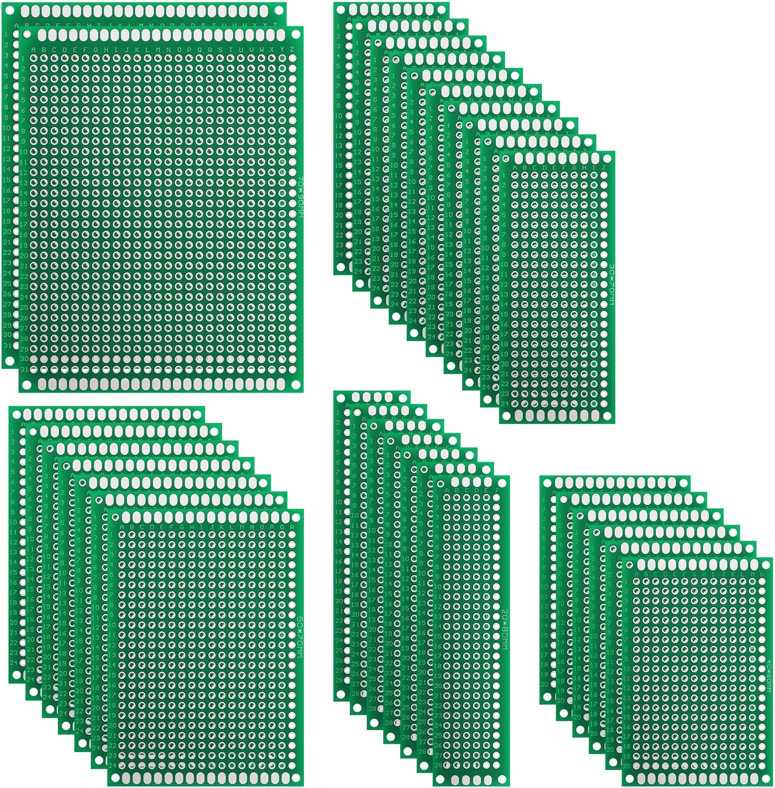 Double Sided PCB Board Prototype Kit, Prototype Boards for DIY Soldering, Circuit Solder Board in 5 Size Compatible with Arduino Kits - 32pcs