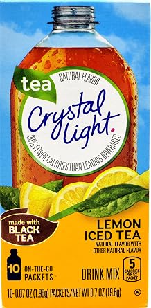 Crystal Light On The Go Natural Lemon Iced Tea, 10-Packet Box Pack of 7