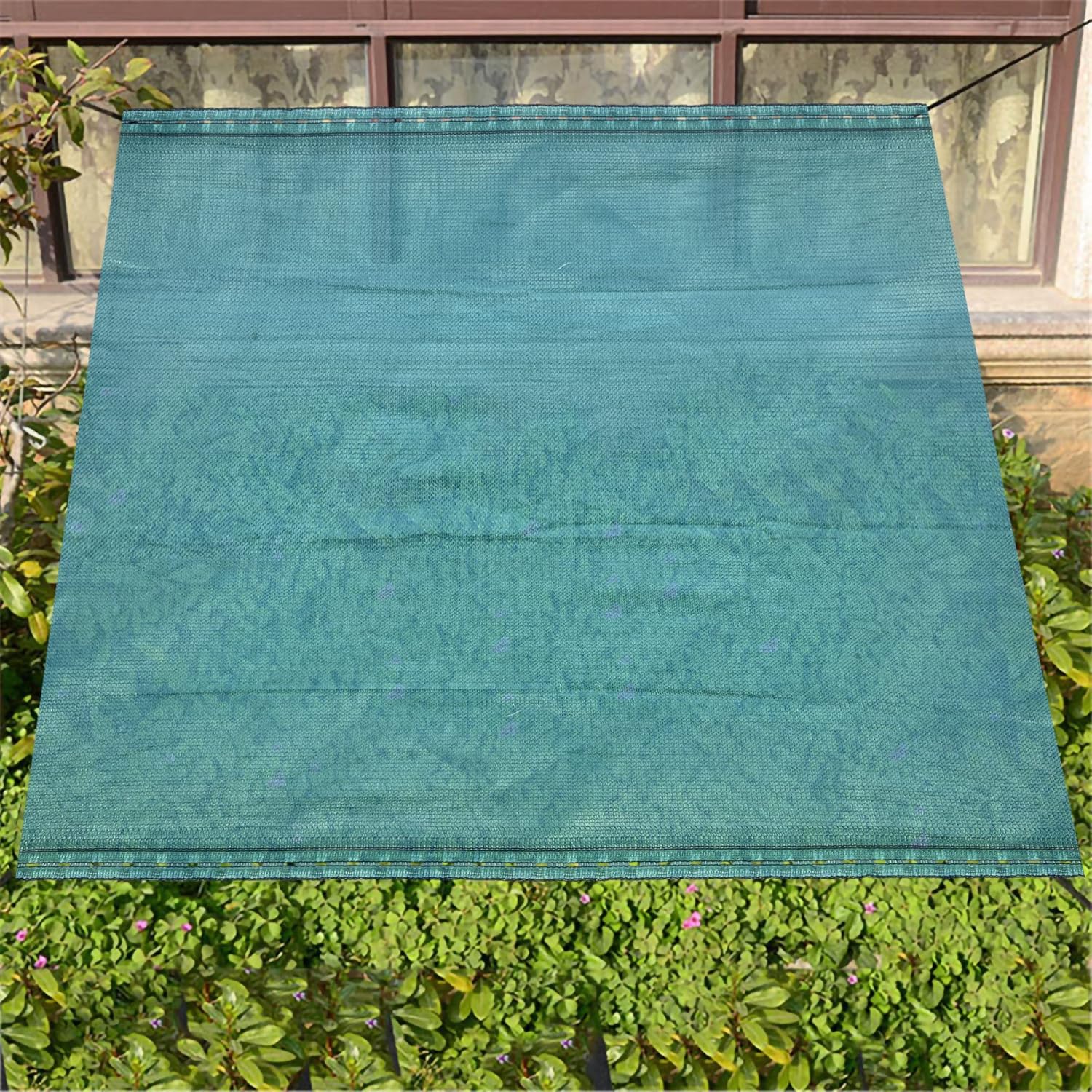 35% DIY Privacy Screen Sun Shade Mesh Windscreen Cloth for Backyard, Patio, Balcony, Garden, Railing, Fence - Green (10' x 50')