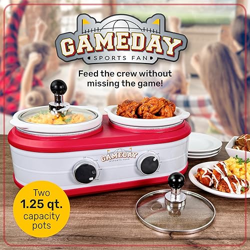 Miniatura 2 de Nostalgia Game Day - Olla de cocción lenta de 2.5 cuartos de galón con tapa y cucharón, diseño similar a un barril, cocina alitas de pollo,