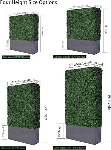 Miniatura 2 de AGPL Pared de seto artificial (38 pulgadas de ancho x 12 pulgadas de profundidad x 96 pulgadas de alto) con maceta de acero inoxidable gris oscuro