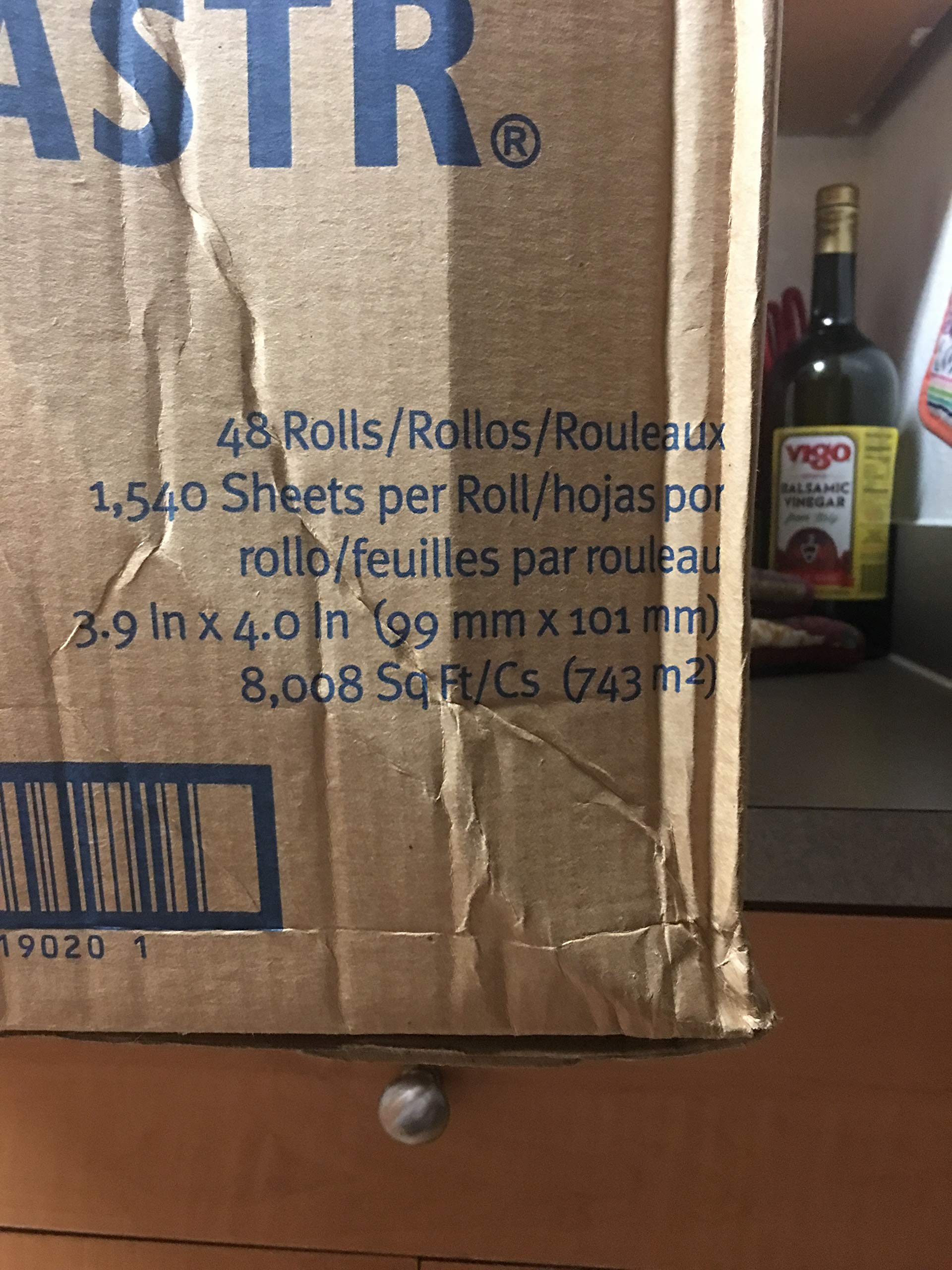 RollMastr 19020 White 1-Ply High Capacity Bathroom Tissue, 4.050" Length x 4" Width, 1540-Sheets per Roll (Roll of 48)