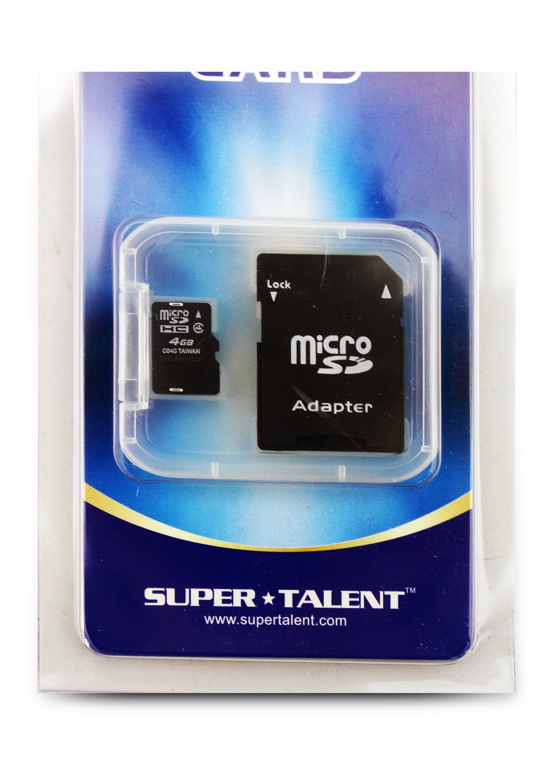 Super Talent 4 GB MicroSDHC Flash Memory with SD Adapter MSD4GBST/R