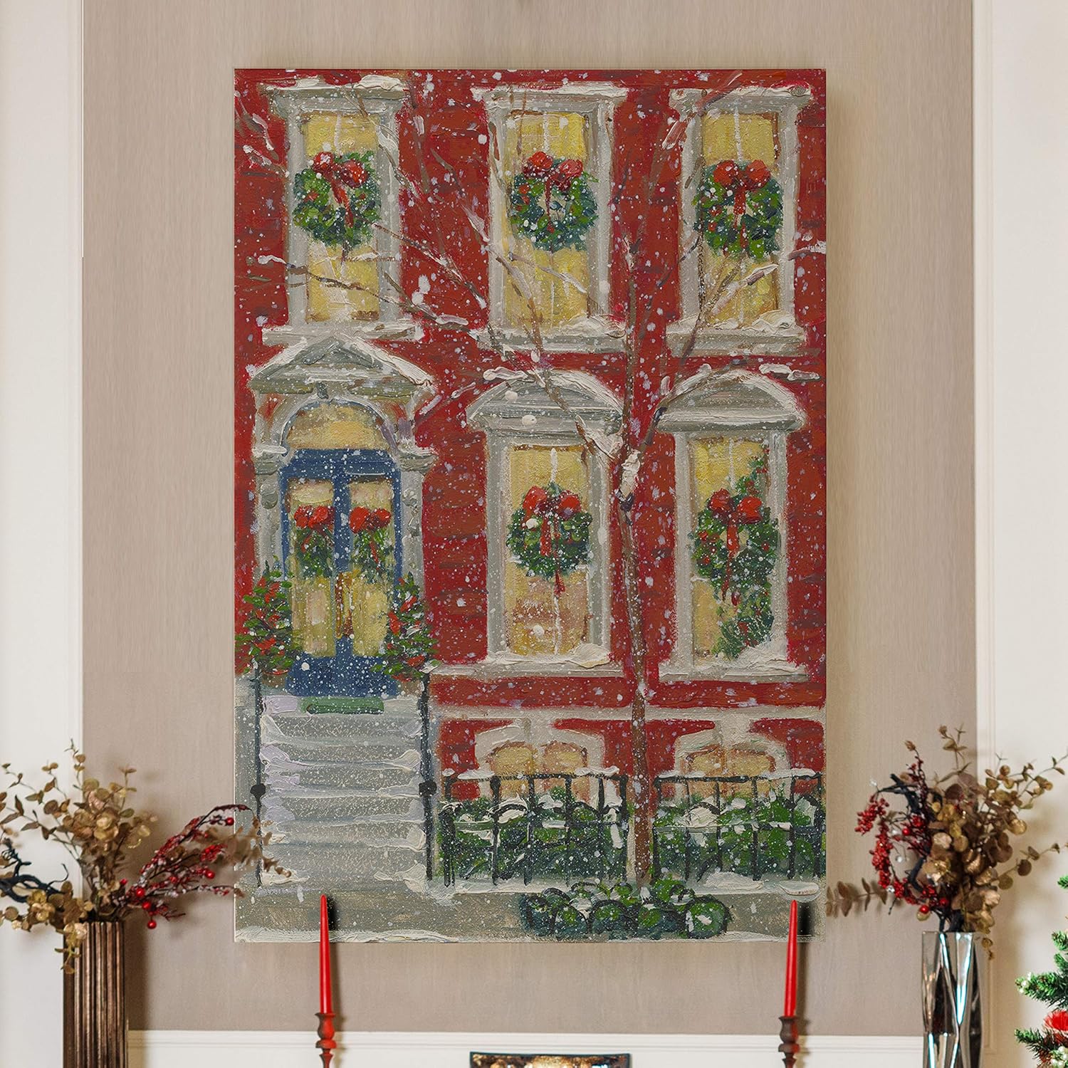 Renditions Gallery Abstract Christmas Decorations for Wall Dressed for the Holidays Christmas Canvas Art Wall Paintings for Bedroom Dining Living Room Office Home Kitchen Wall Decor - 24"X36" LT18