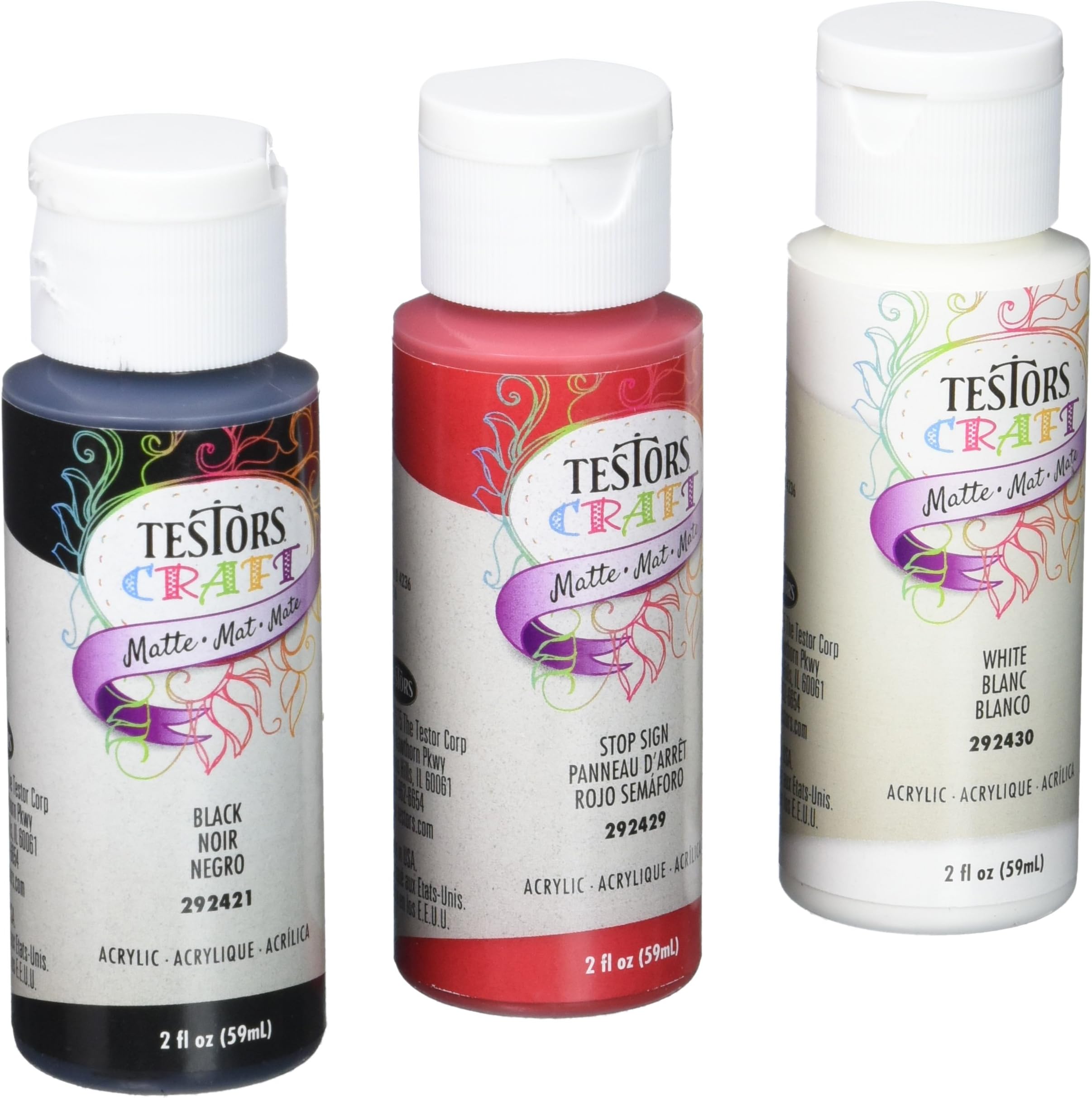 TESTOR 292421A 2 oz Black Matte Acrylic Paint