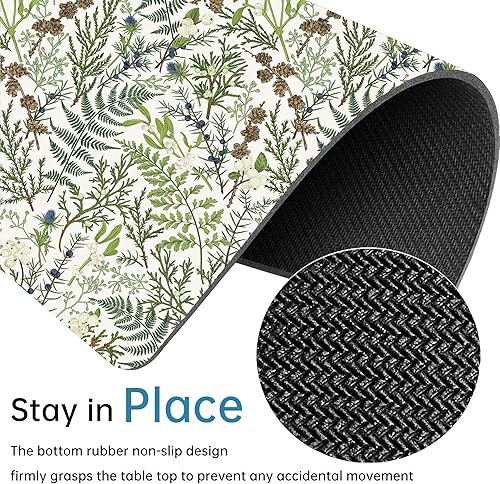 Miniatura 2 de Alfombrilla de mouse floral verde, alfombrilla de mouse cuadrada con plantas botánicas vintage, lindas, lavables, de naturaleza, estética, hierba,