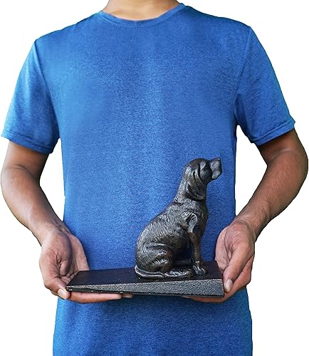 Vista 9 de Lulu Decor, Tope de puerta de perro de hierro fundido, topes de puerta de peso 5 libras (negro)