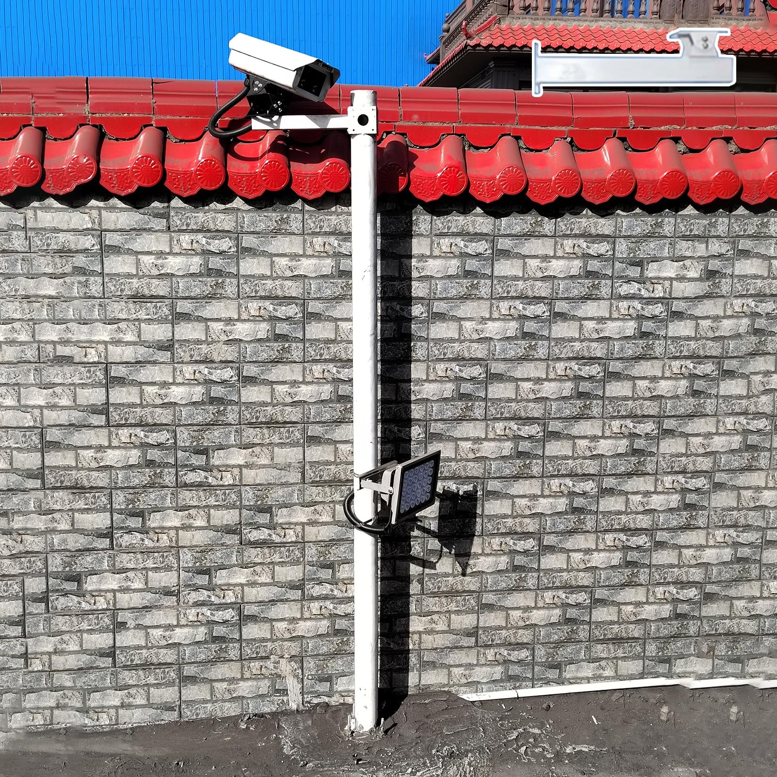 Halterung für Überwachungskamera 1/1,5/2 m Bodenmontagestange für Überwachungskameras im Garten, CCTV-/ IP-Kamera-Rack-Montagestange, Universal-Überwachungskamera-Ständer(1.5m (4.9ft))