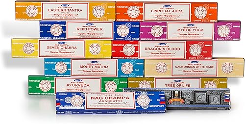Satya VCINC1000 - Paquete de Incienso Variado, Juego B (15 g, 12 Paquetes)