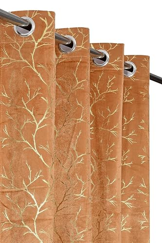 Velvet Blackout Curtains, 7 Feet Long for Living Room (Golden)