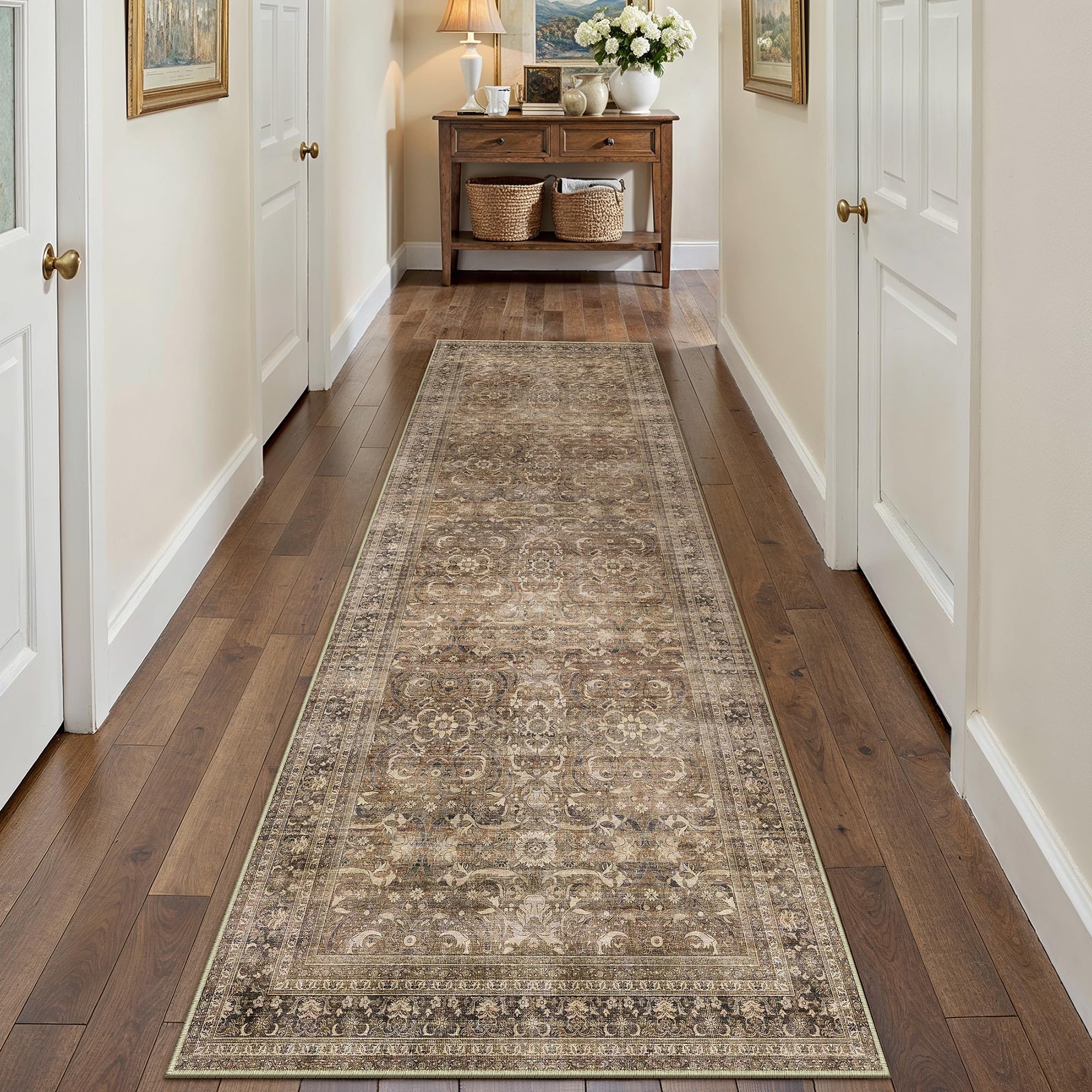 PureCozy Runner Rugs for Hallway 60x240cm Area Rug Vintage Carpet,Brown — image 1