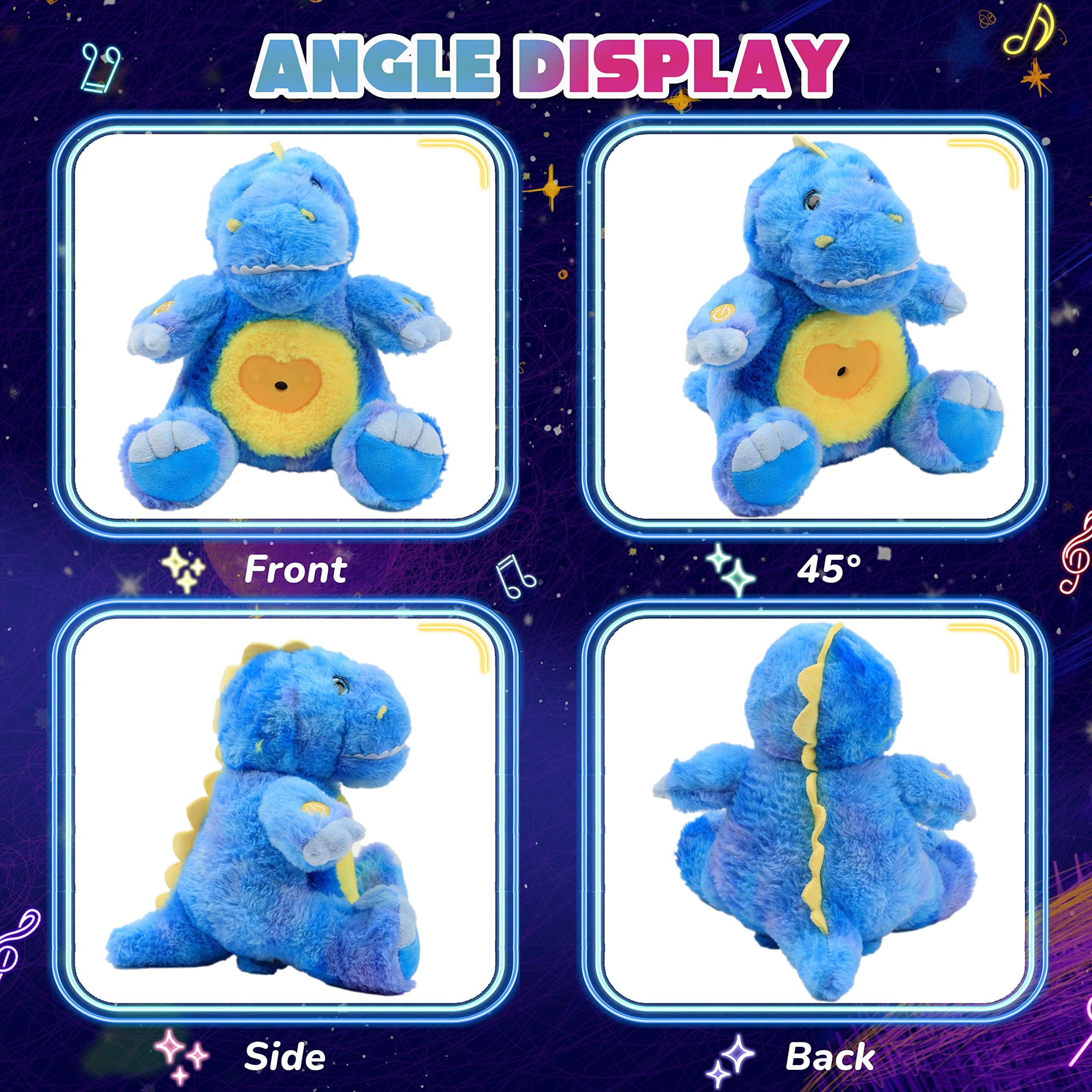 Projecteur d'étoile dinosaure en peluche musical réglable chantant veilleuse animaux lumineux kawaii jouets cadeaux pour enfants