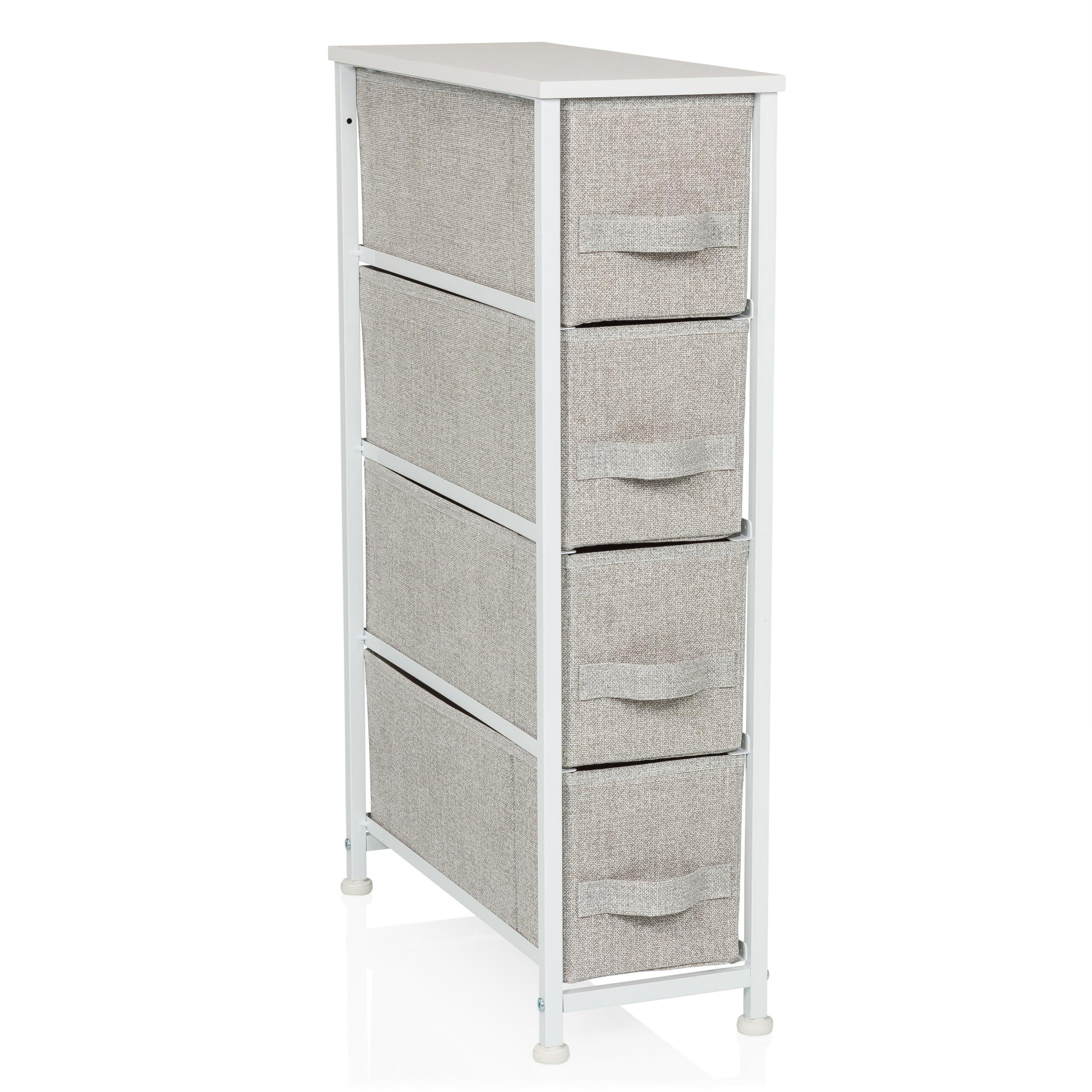 Cassettiera con 4 cassetti in tessuto FOLDRESS S 20x48x76 cm Organizzatore per cassetti, piedini regolabili in altezza, struttura in metallo, grigio