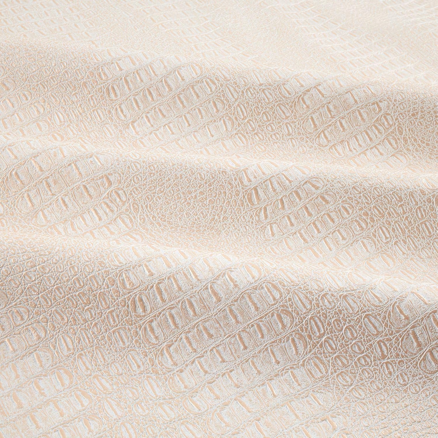 Faux Leather Metallic Gator Pearl White, Fabric by the Yard