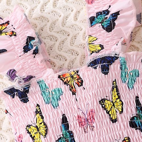 Miniatura 5 de RETSUGO Vestidos para niñas pequeñas, vestido casual de fiesta de cumpleaños, vestido de verano para niños pequeños, vestido de verano de 1 a 8 años