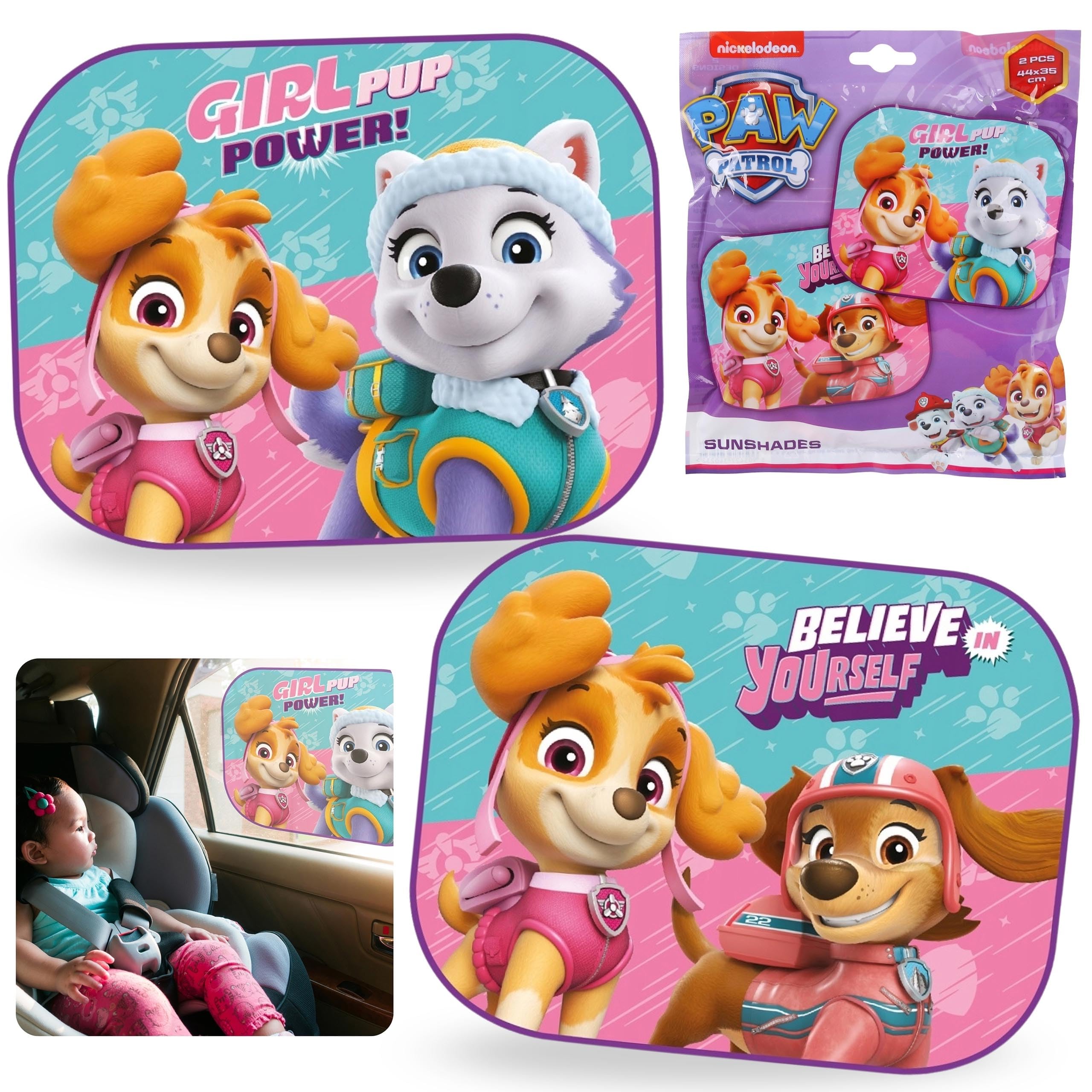 Paw Patrol Sunshades for car girls, for children 2 pieces 44x35 cm (Pink) - Image 2