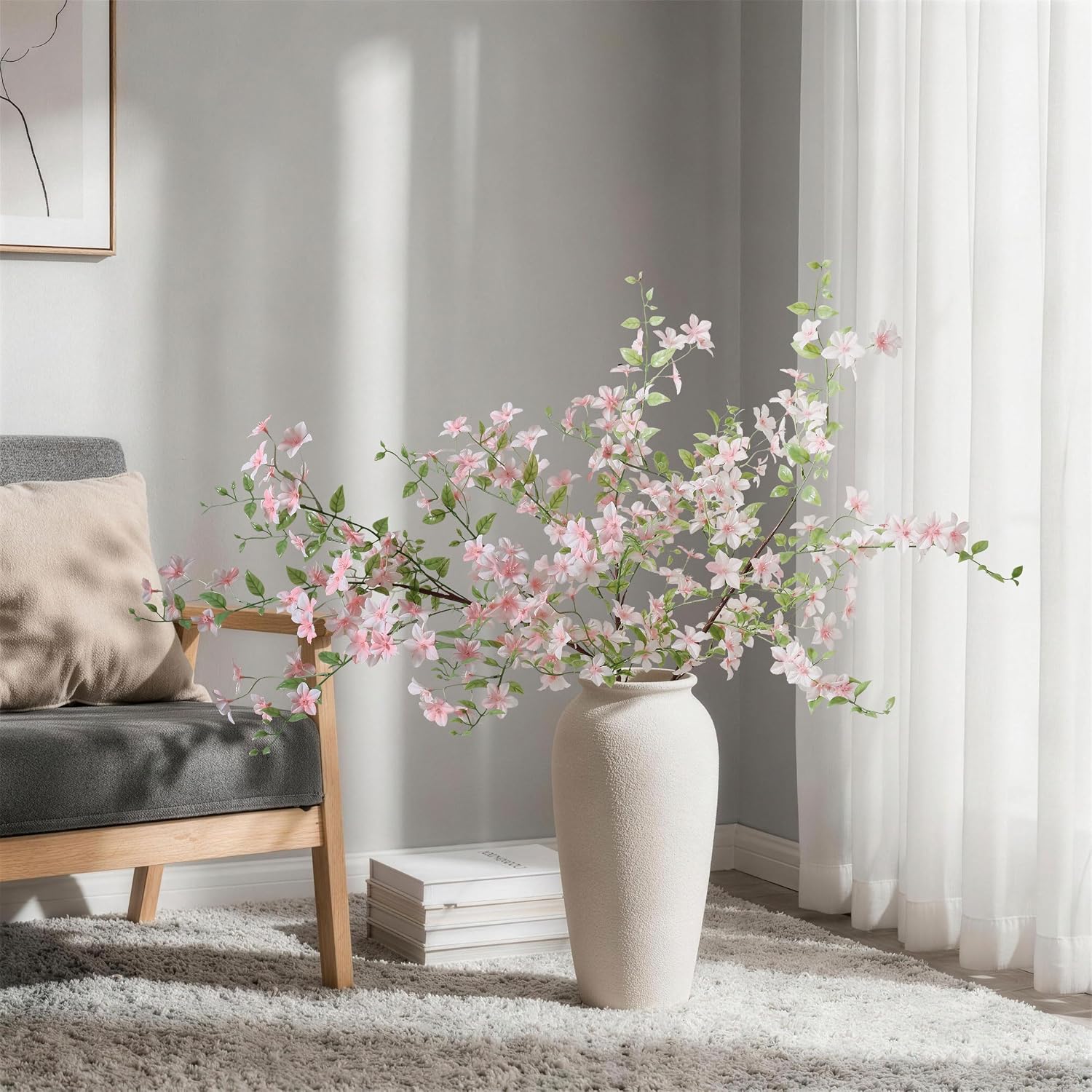 Fake Flowers, 3 Pcs Artificial Flowers Greenery Stems Faux Greenery Stems Branches for Vases Realistic Silk Real Touch Spring Greenery Stems Bulk Bedroom Office Wedding Table Summer Home Decor image 4