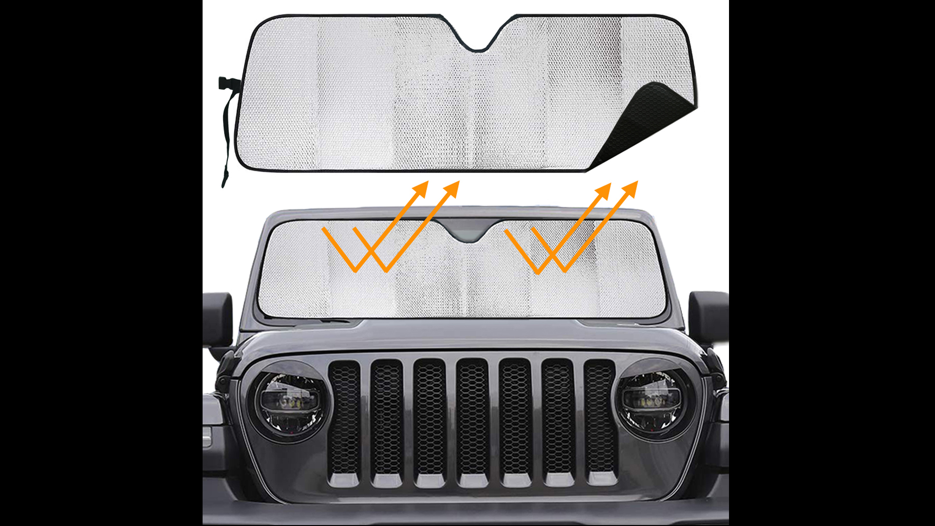 Pare-soleil Drapeau Américain Pour Jeep Wrangler (2007-2023) – 132x41 Cm, Aluminium Réfléchissant – Protection UV Et Chaleur - 5