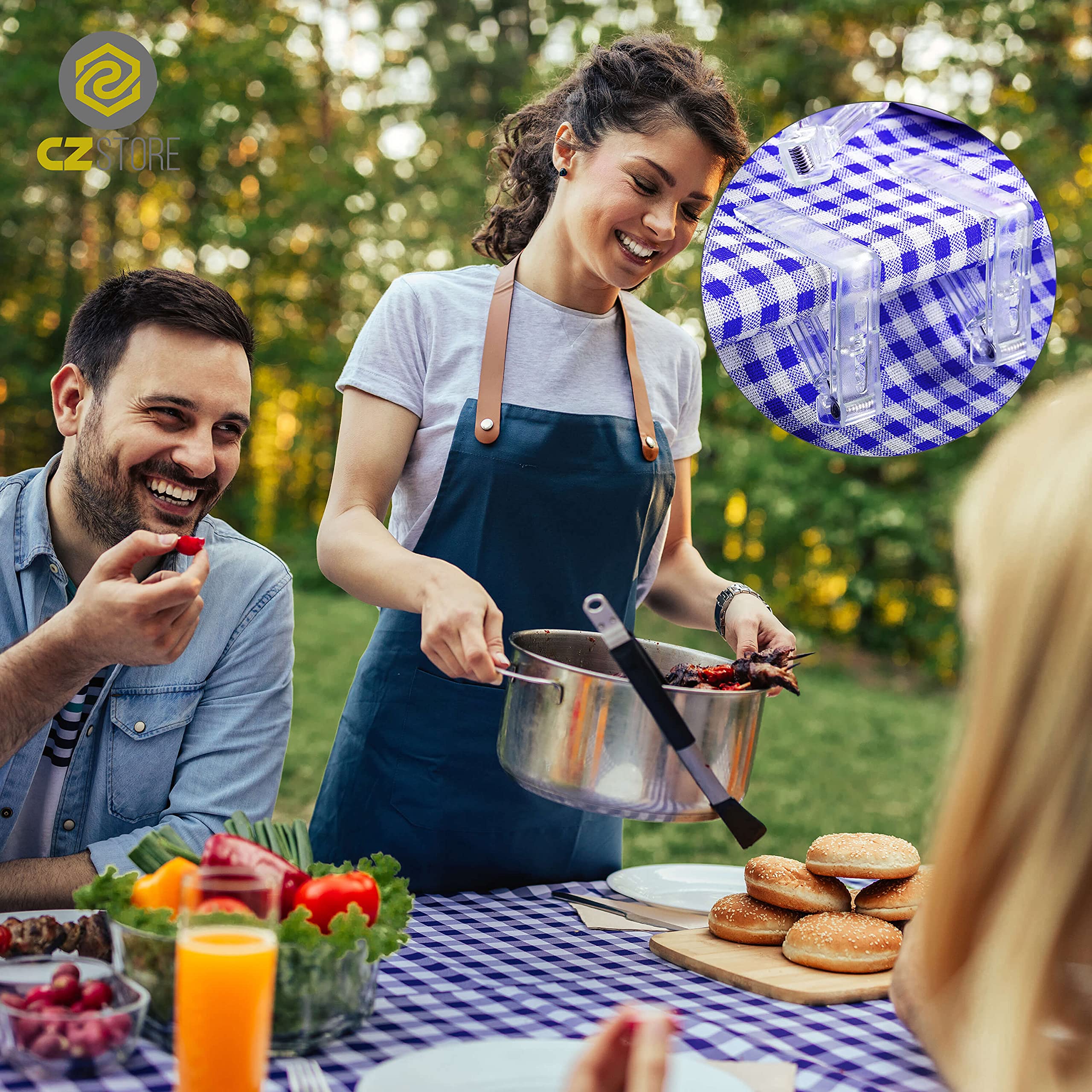 Fermatovaglia da Tavola | 8 Pezzi | ✮Garanzia A Vita✮ - Clip Ferma Tovaglia in Plastica Trasparente per Tavoli Esterni, Feste in Giardino, Terrazzo, Barbecue, Picnic, Tovaglie Plastica