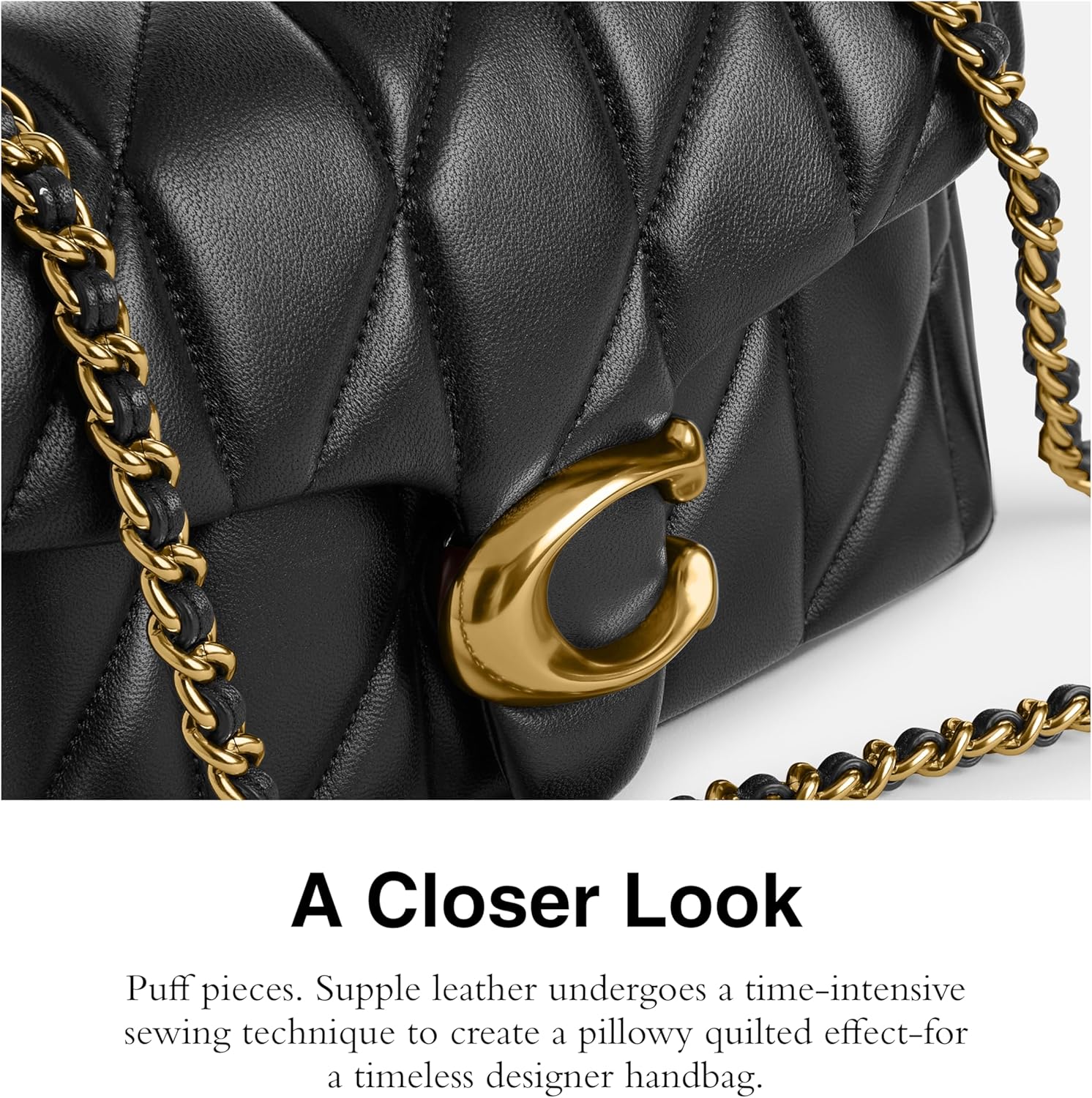 Coach, Womens, Quilted Tabby Shoulder Bag 20 with Chain, Black 1, One Size - Image 5