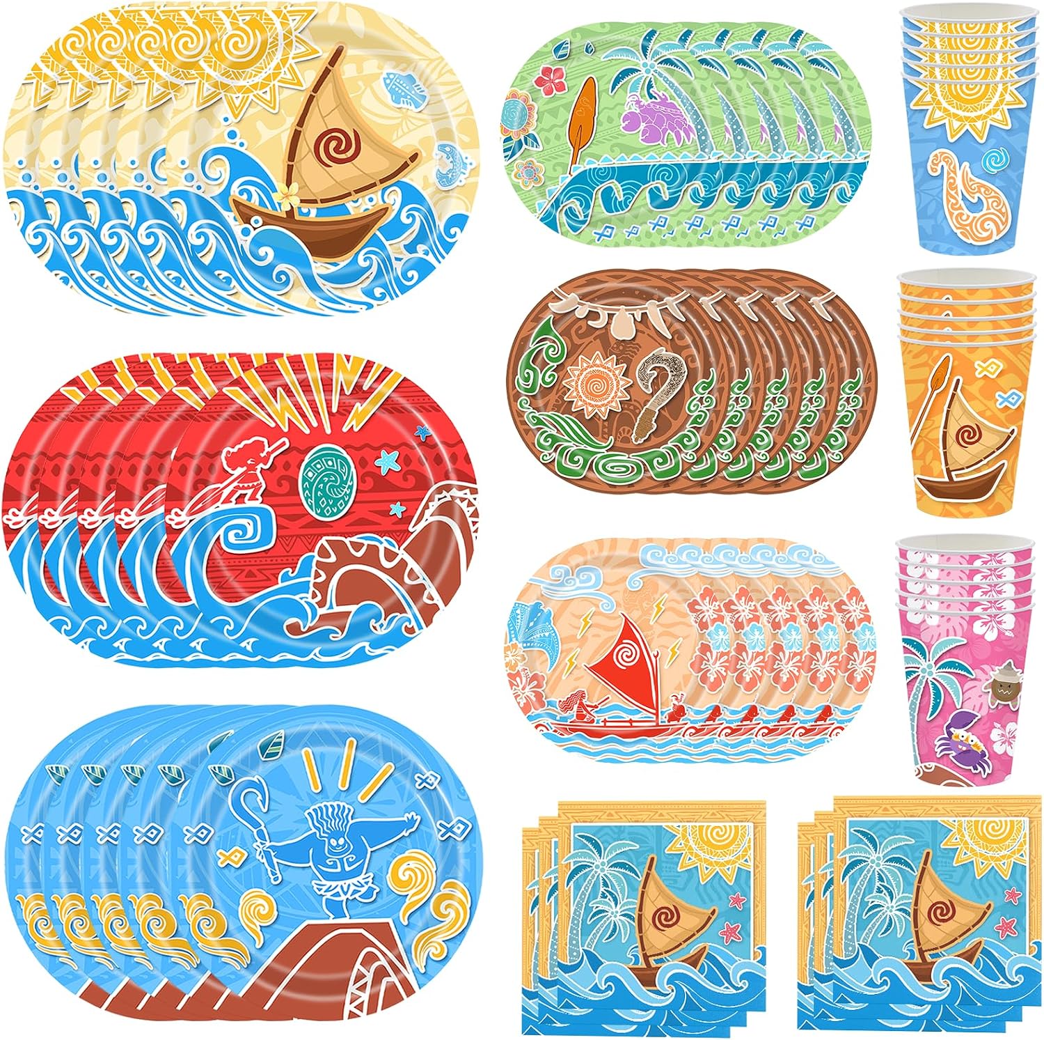 120 PCS Cartoon Party Supplies,Ocean Girl Disposable Tableware Include Plates,Napkins and Cups for Baby Shower Birthday Party Decorations Supplies(Serve 30)