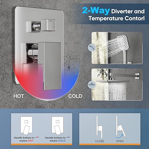 Miniatura 24 de Gabrylly Sistema de ducha con boquilla de bañera, juego de grifo de ducha montado en la pared para baño con cabezal de ducha de lluvia de alta Oro