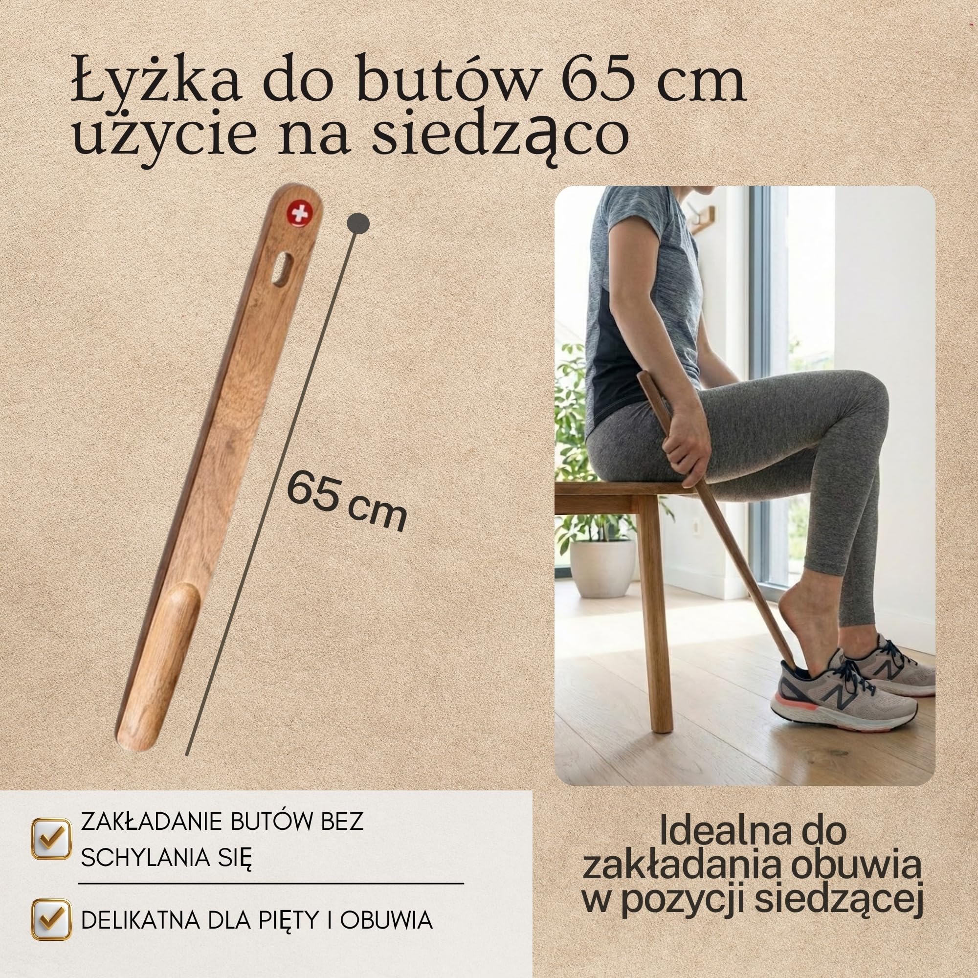 PAVLOVA'S Solidne łyżki do butów z litego szwajcarskiego orzecha włoskiego | Zestaw 3 uchwytów w różnych rozmiarach | Praktyczny pomocnik w butach dla mężczyzn, kobiet, dzieci i seniorów | 10 lat