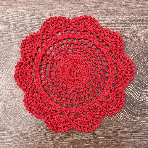 Hsvanyr Round 8“ Crochet Cotton Doily Floral Design Fabric Coasters