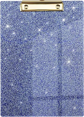 Miniatura 9 de WAVEYU Portapapeles acrílico, portapapeles rosa con purpurina para mujeres y niñas, portapapeles tamaño carta Stardard con clip dorado de perfil