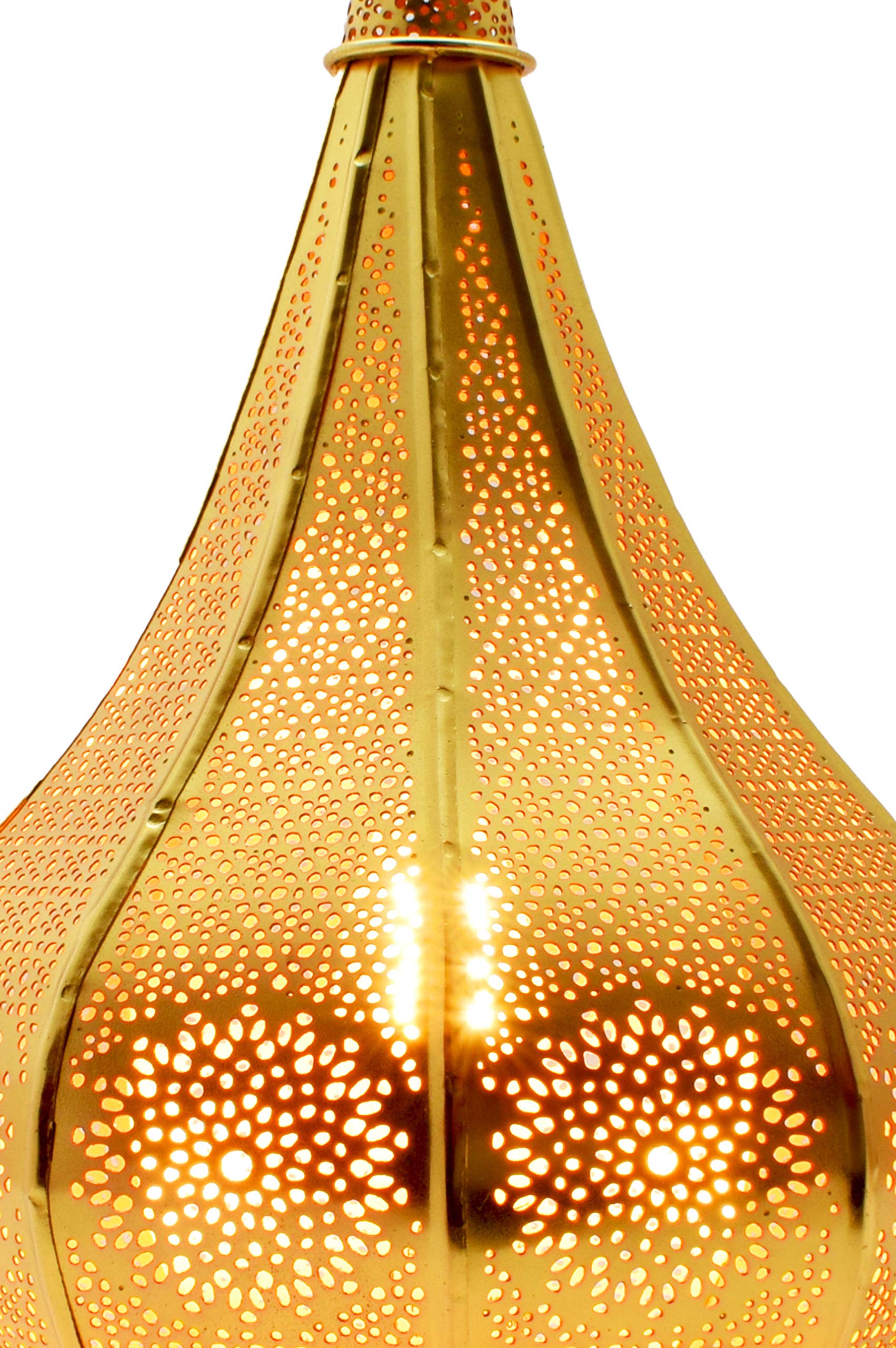 Farol portavelas Oriental de Metal - Candelabro para el jardín - Decorativo para la Mesa - Ezana Dorado 36cm - transmite Buen Ambiente - Pasa un Buen rato en el jardín