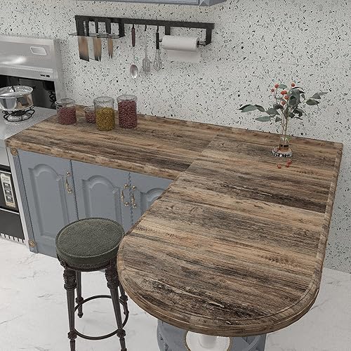 Miniatura 3 de Papel tapiz de madera marrón de 15.74 x 354.3 pulgadas, papel de contacto de grano de madera para encimeras, papel de pared de madera impermeable,