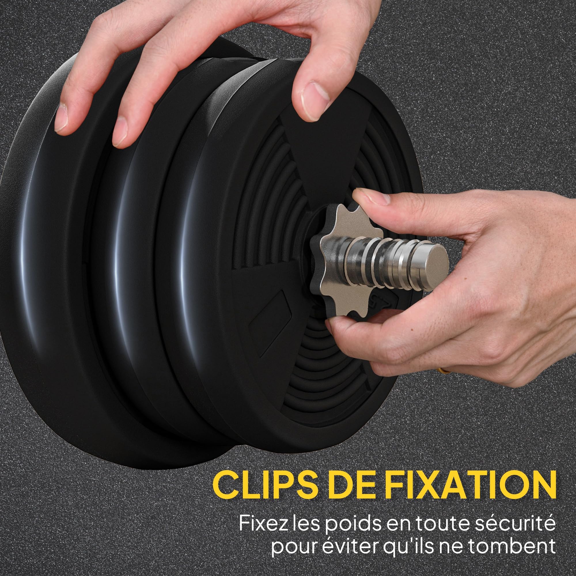 SPORTNOW Ensemble d'haltères 25 kg total, barre d'haltère avec disques de poids 5 kg et 2,5 kg, barre longue, avec poignée antidérapante, exercices de fitness entraînement à la maison et gym, noir