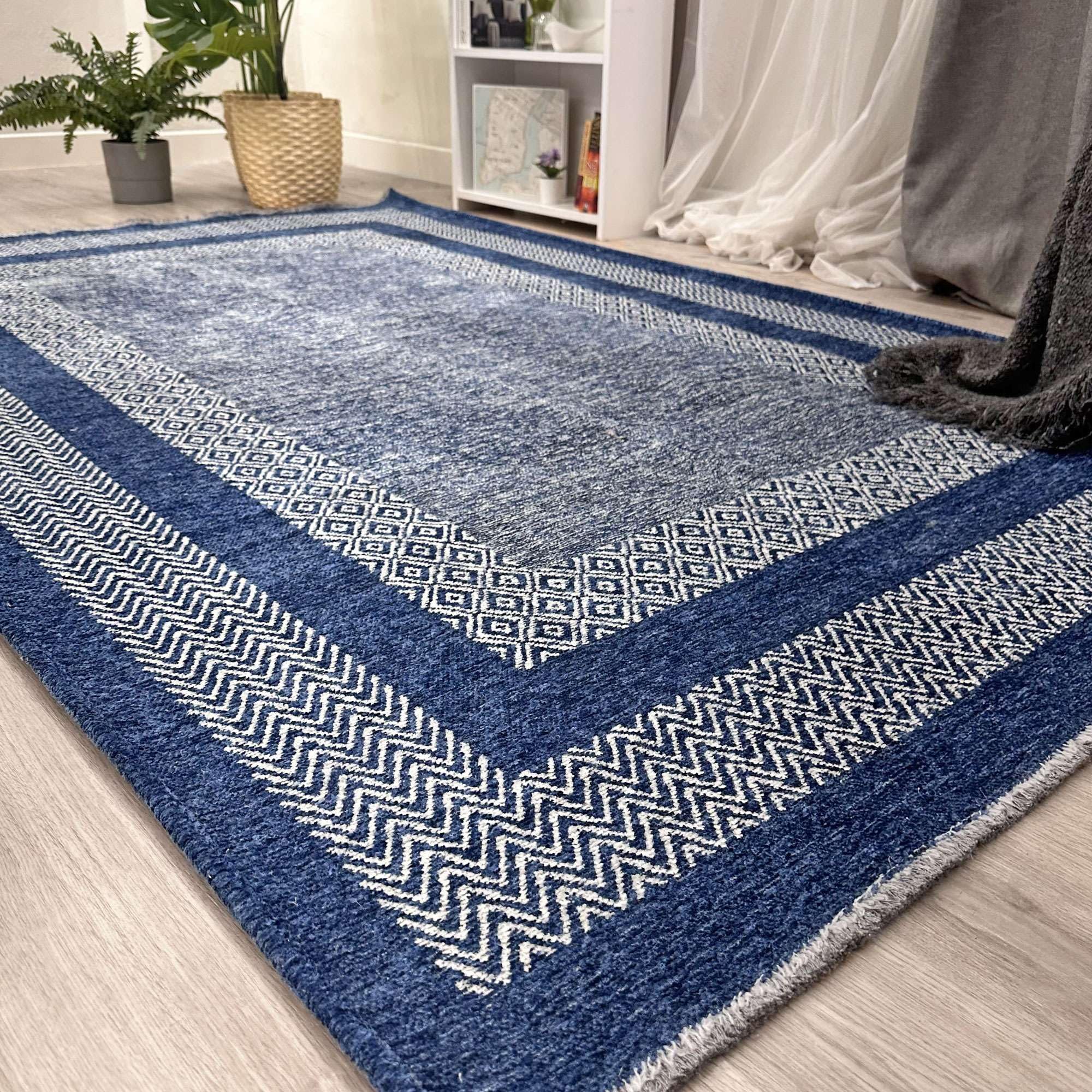 Alfa Rich 3x5 Navy Blue Washable Area Rugs for Living Room Bedroom Kitchen Dining Cotton Runner