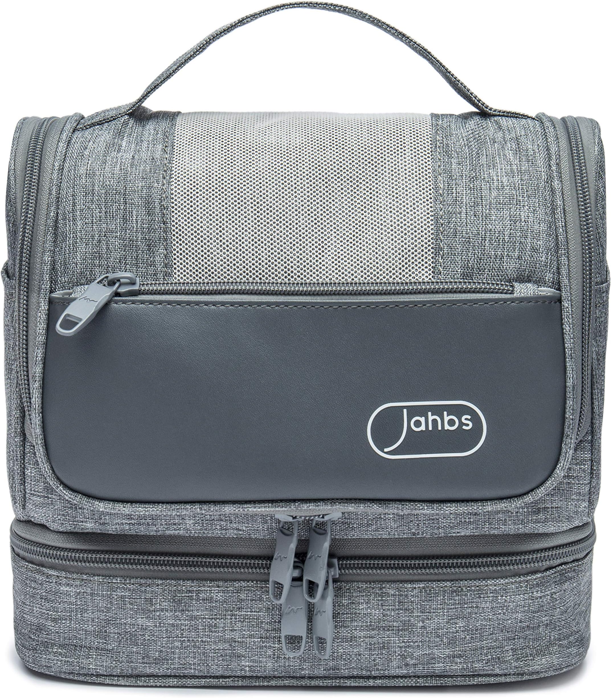 JAHBS Hanging Travel Toiletry Bag For Women and Men with Wet Compartment, Travel Makeup Organizer, Cosmetic bag, Hygiene Bag, Travel Accessories - Grey