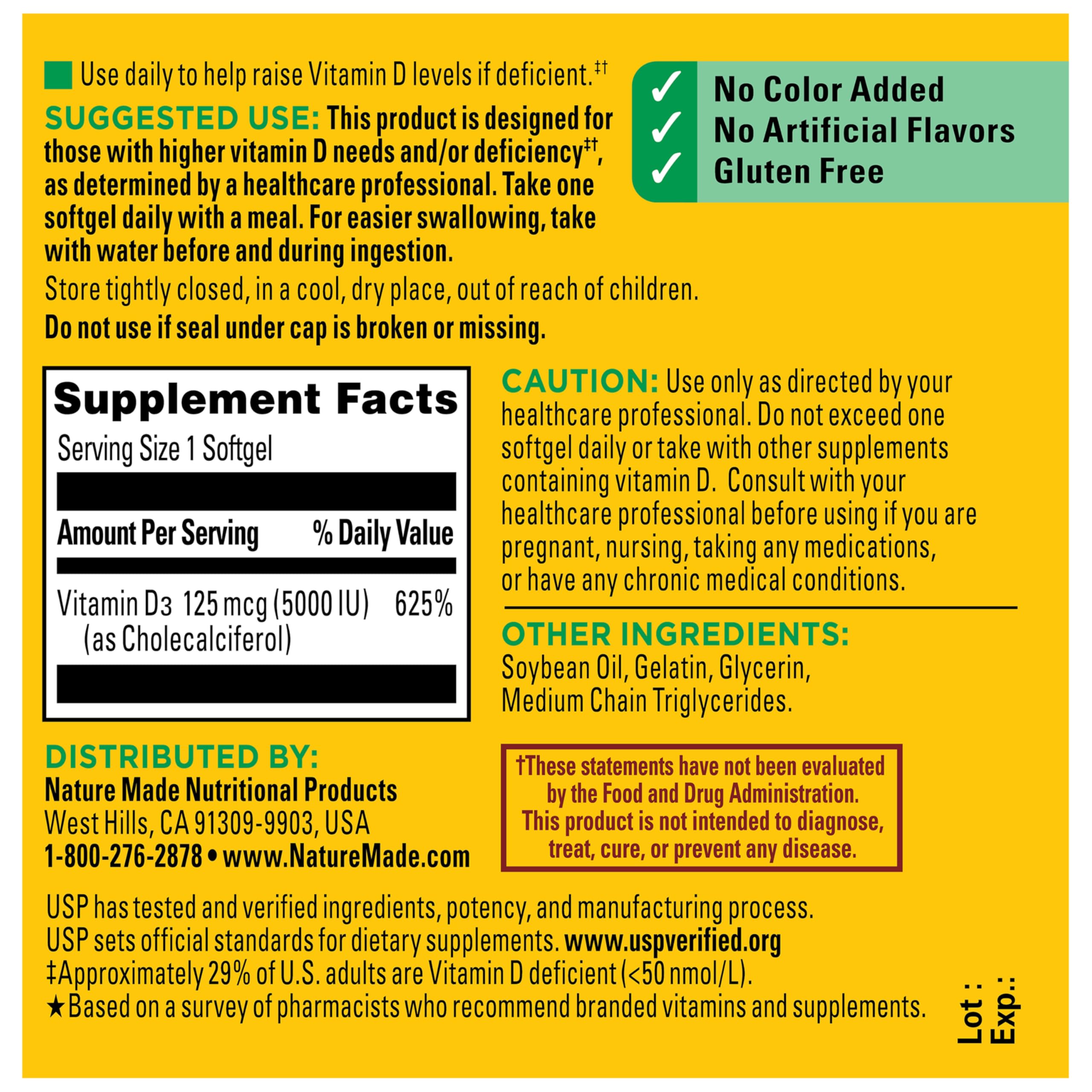 Nature Made Vitamin D3 5000 IU (125 mcg), 360 Vitamin D Softgels — Amazon image 7