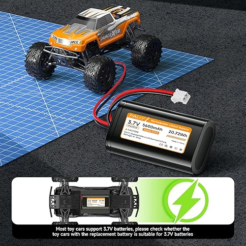 Miniatura 8 de Batería de iones de litio de 5600 mAh 3.7 V con enchufe JST-PH 2.0 de 2 pines, batería recargable de litio de 3.7 voltios para juguetes RC,