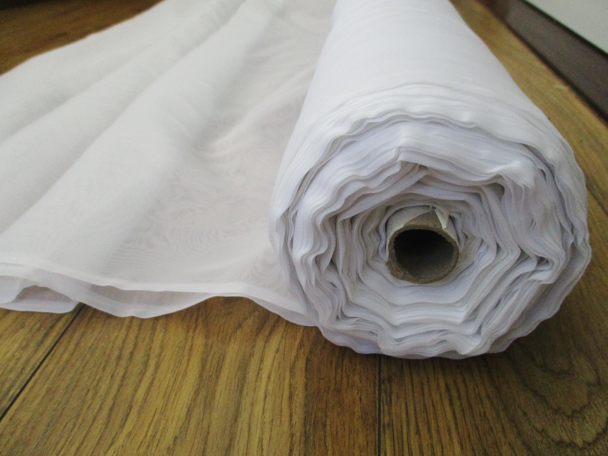 Curtains and Voiles Linen/Voile Muslin Fabric Roll - White 300cm wide x 40 Metre wedding drape (White)