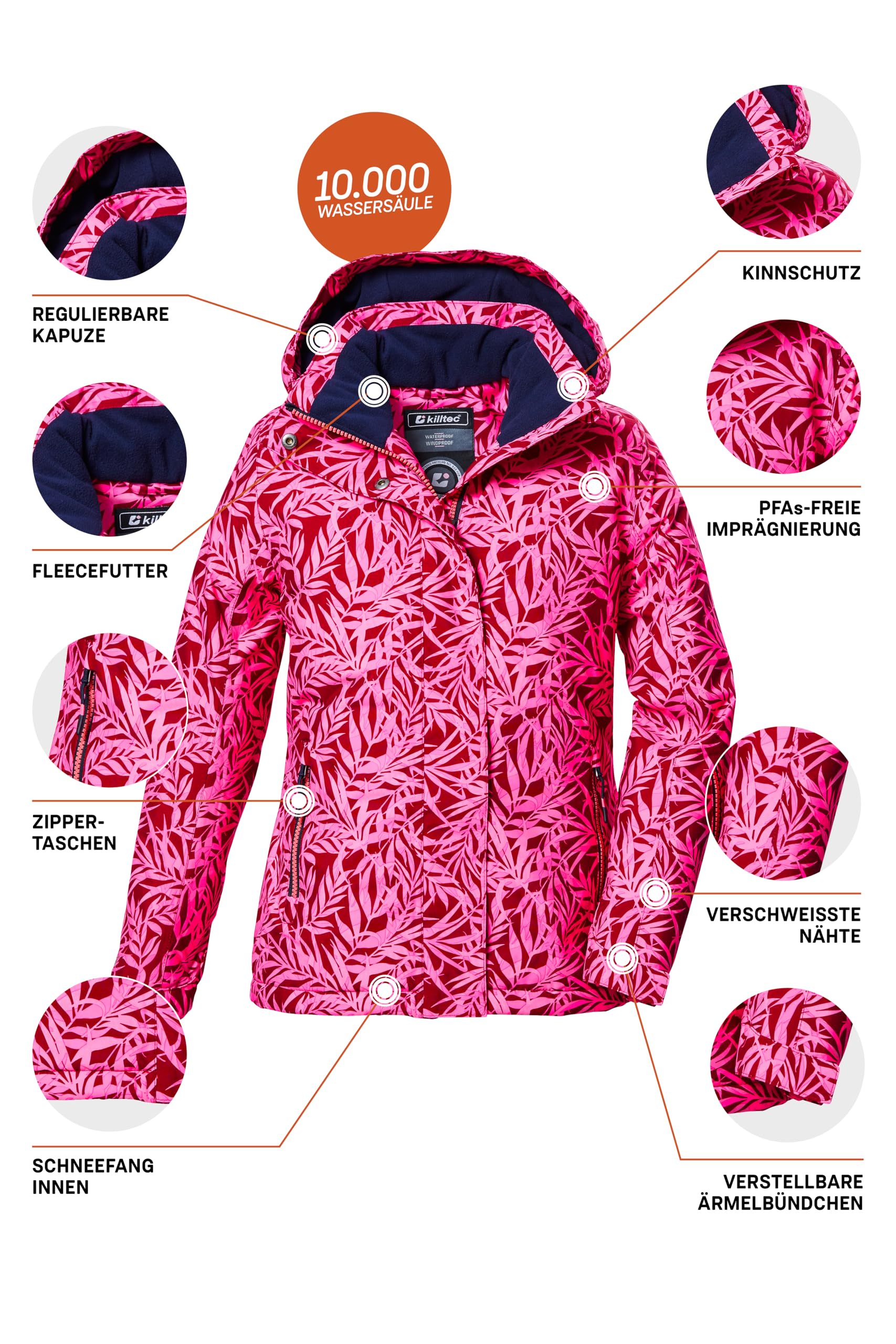 Killtec Kow 355 Grls Jckt Veste fonctionnelle/veste outdoor avec capuche et jupe pare-neige Fille