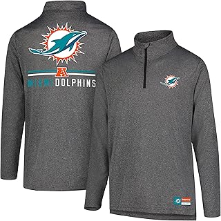 NFL Official Adults Super Soft Quarter Zip Long Sleeve T-Shirt