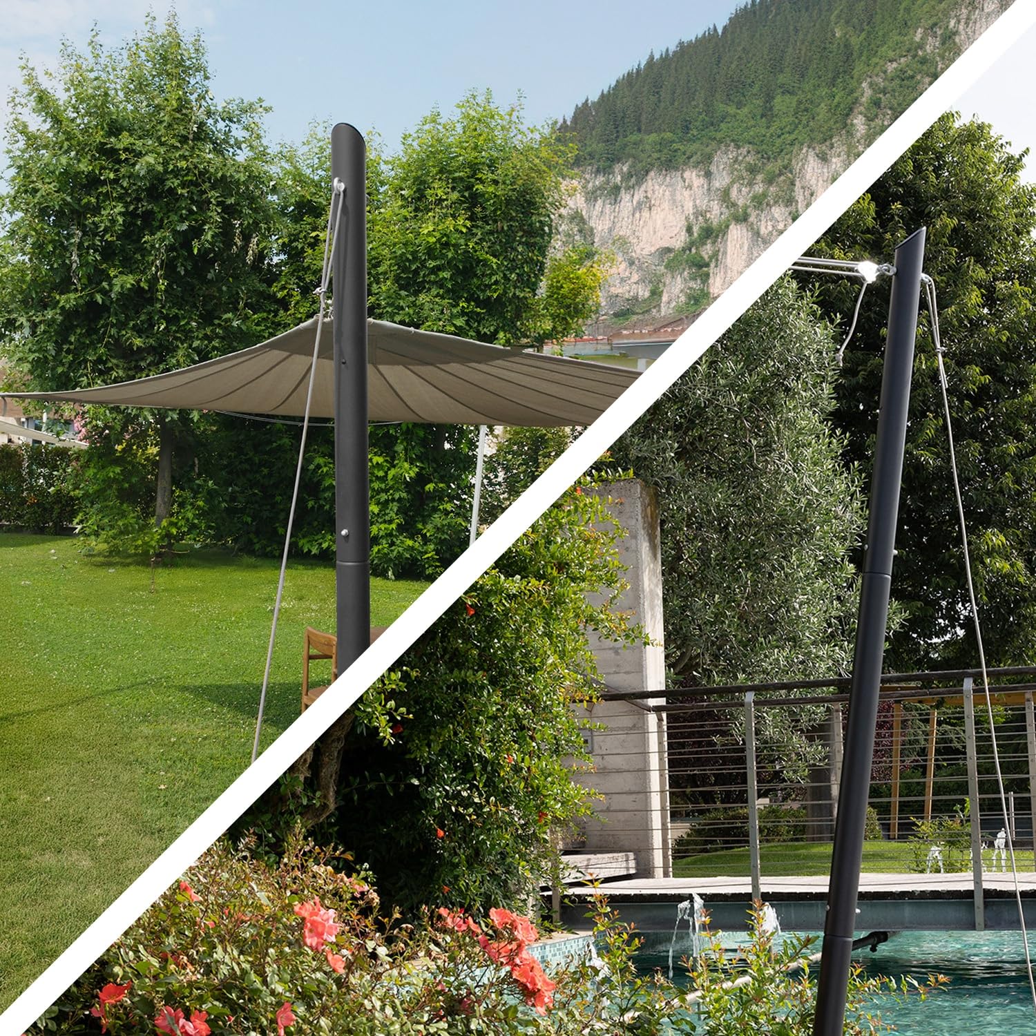 Maanta EZ Mast Sonnensegelmast 260 cm - Ø 70 mm - 5 Befestigungspunkte - verzinkter Stahl - Anthrazit