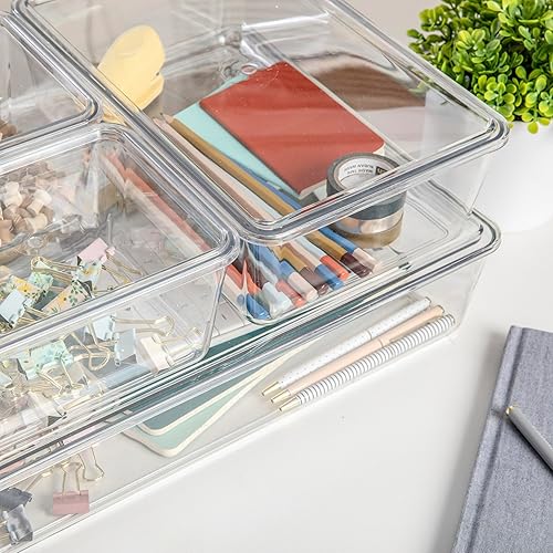 Miniatura 5 de Martha Stewart Brody - Contenedores organizadores de plástico con tapas para oficina en casa, cocina o baño, paquete de 4, 2 pequeños1 mediano, 1
