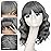 Nnzes Wig Bangs Dark Salt and Pepper Short Wavy Hair for Women Natural Looking Heat Resistant Bob Wigs with Synthetic Wig for Daily Party Use