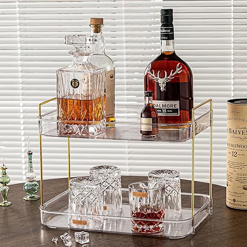 Miniatura 8 de YCIA&DONE Accesorios de barra de café, organizador de estación de café, organizador de gran capacidad con tabla de drenaje, bandeja de whisky,