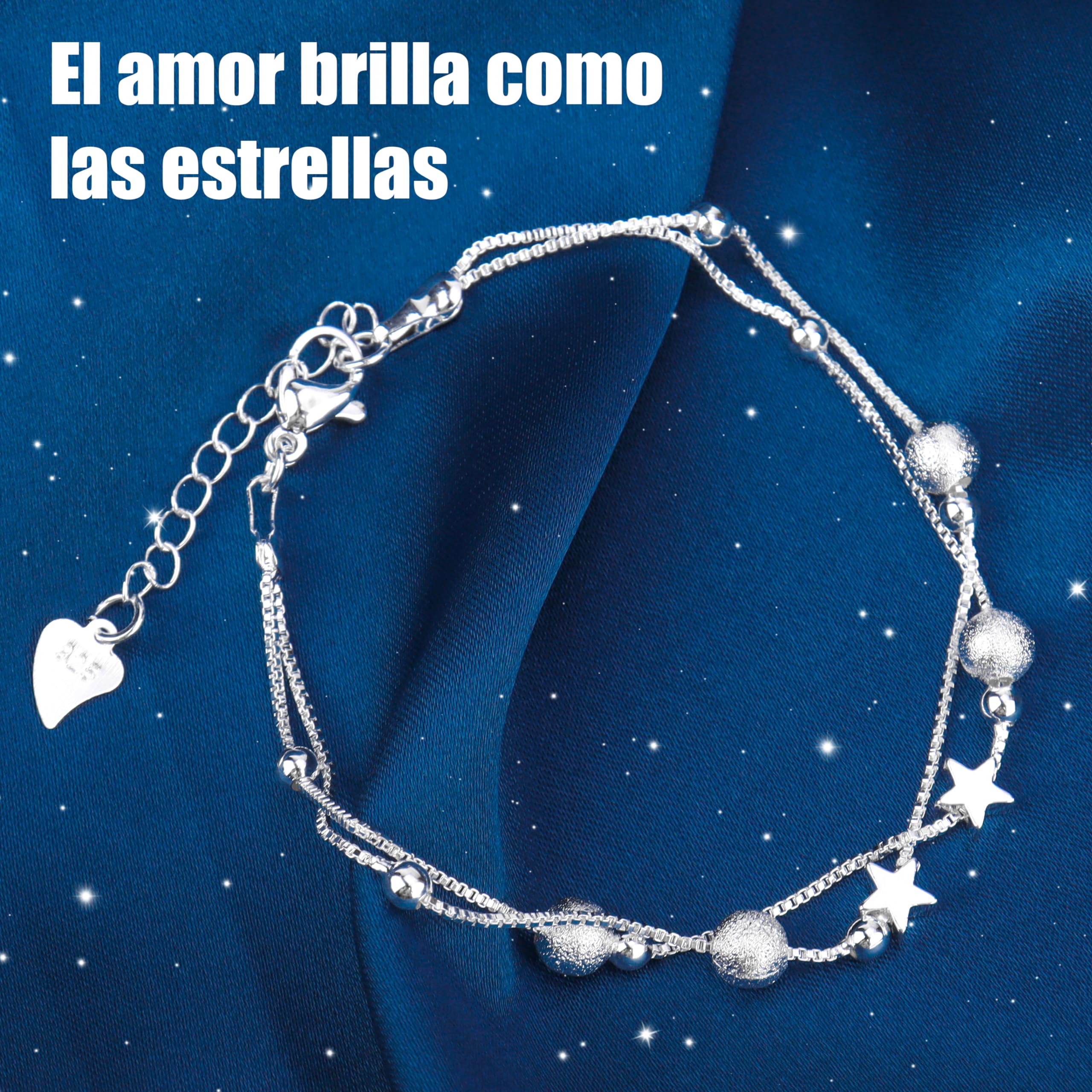 Rebundex Pulsera Plata Regalos Originales para Mujer Pulseras Regalos para Mujer Cumpleaños Navidad Día de San Valentín Madre Mama Amiga Novia