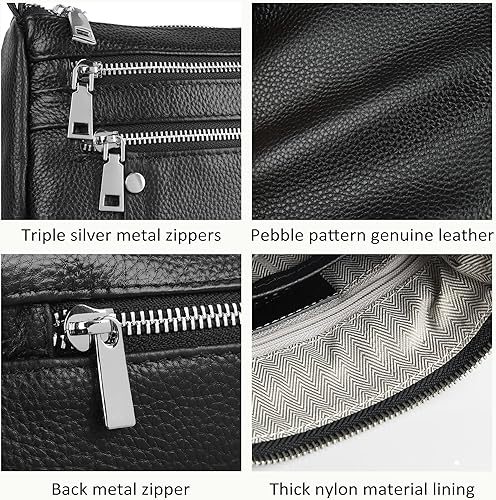 Miniatura 6 de befen Bolsos de hombro de cuero para mujer bolsos cruzados clásicos pequeños Negro, Marrón (Cognac Brown), Bronceado, Blanco