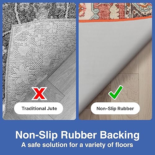 Miniatura 7 de Well Woven Kings Court Zazzu - Alfombra de pasillo de 2 x 7 pies, con parte trasera de goma antideslizante, diseño de medallón oriental multirojo,