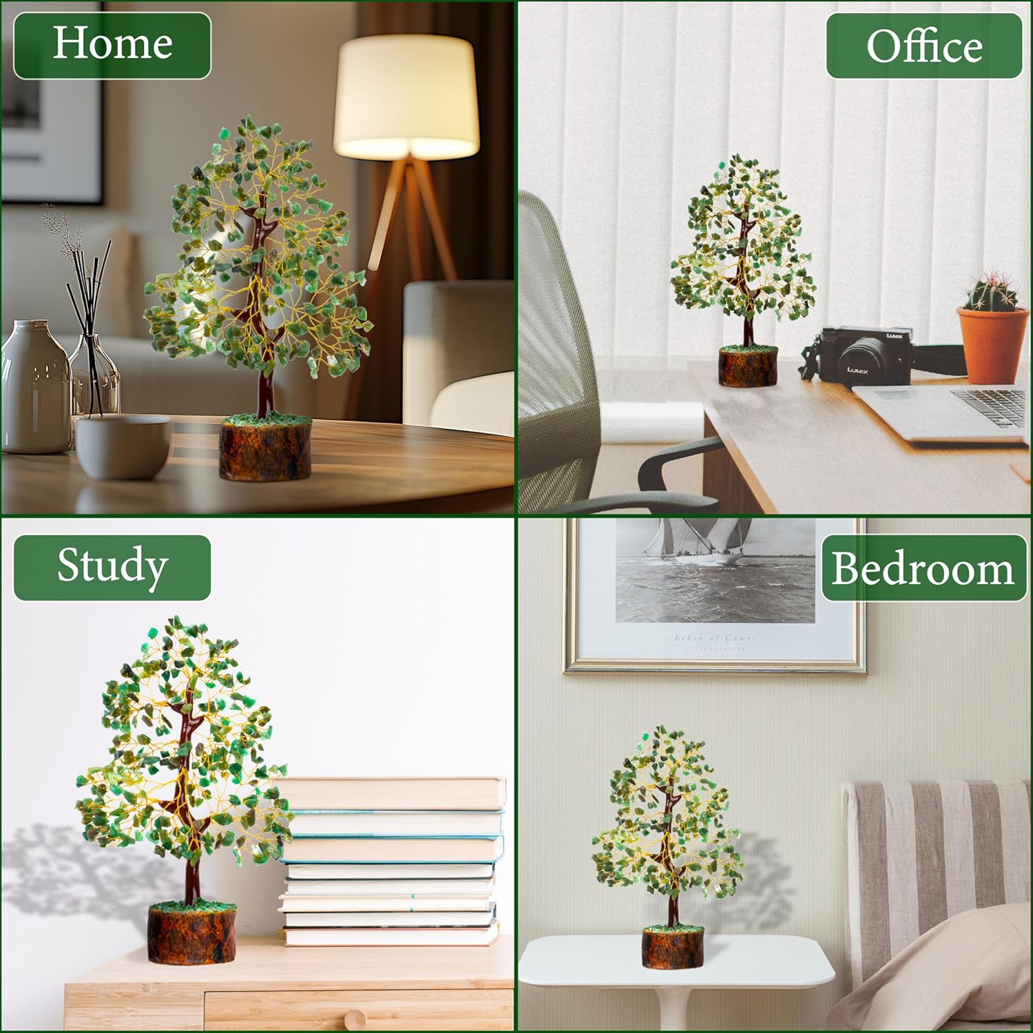Green Jade Crystal Tree of Life for Luck & Prosperity Decor for Home and Office | Handmade Bonsai for Wealth & Balance and Good Fortune | Perfect Well-Being Gift for Loved Ones - Image 3
