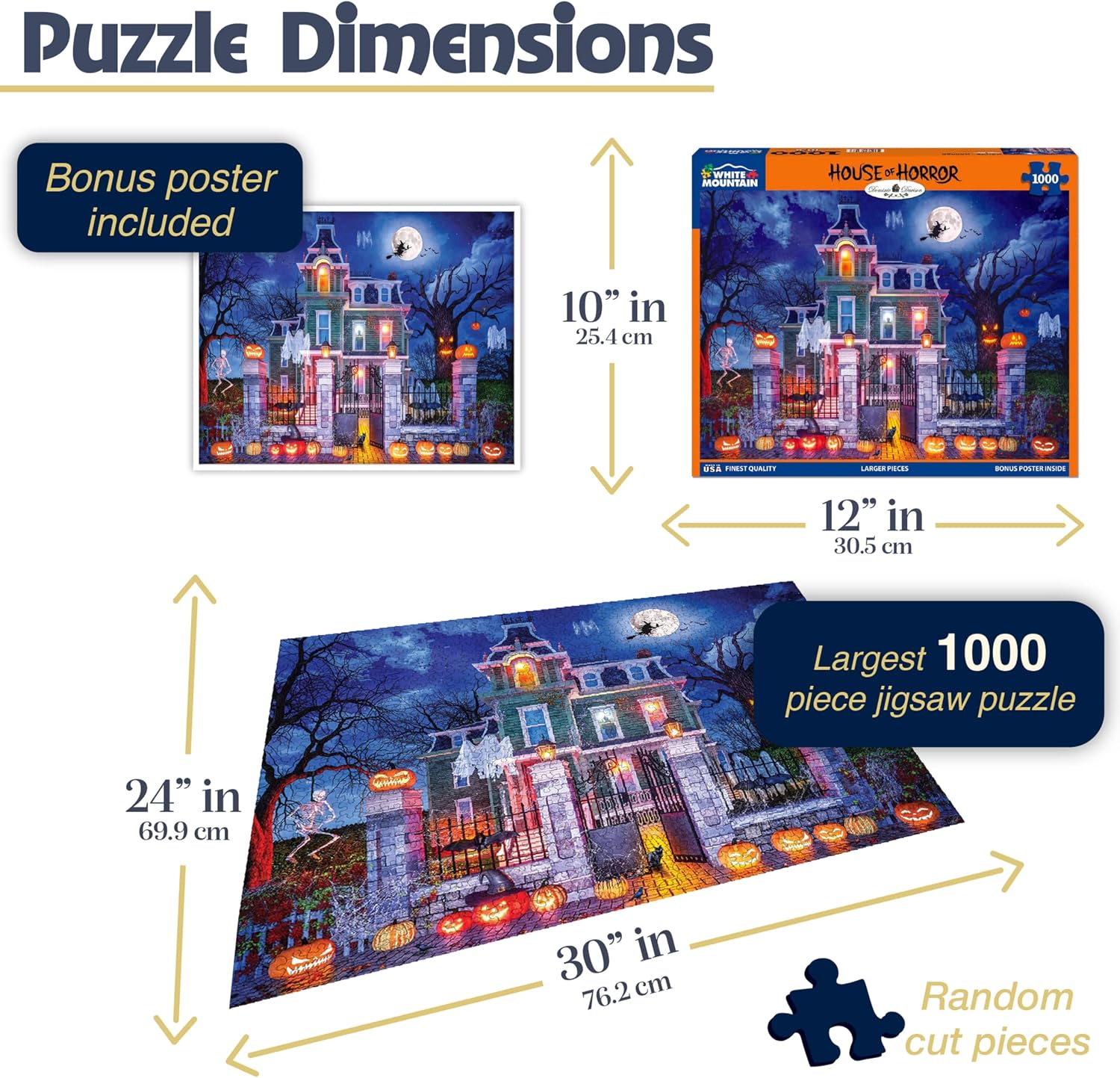 White Mountain 1000 Piece Jigsaw Puzzle Halloween Fall, House of Horror image 2