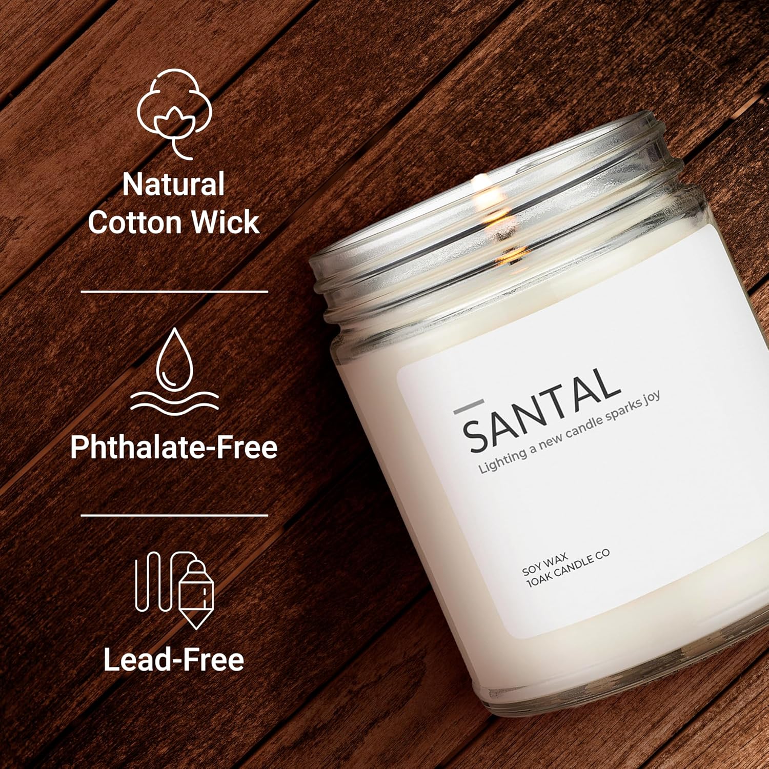 1OAK Santal Candle (Santal) - Soy Wax Scented Candle - Candles for Home Scented - Long Burning Candles Premium - Hand-Poured (7oz.) - Image 4