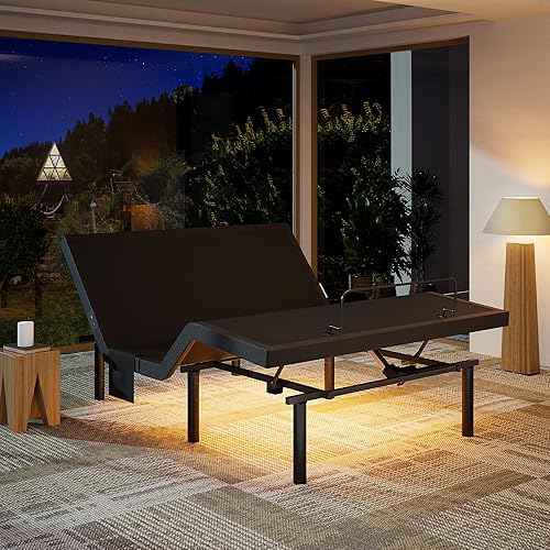 Marsail NS0 Queen Adjustable Bed Base - Smart Dual Motor Bed Frame with Wireless Remote, 3-Min Assembly, Zero Gravity & Anti-Snore Modes, Under Bed Lighting, 4 USB Ports